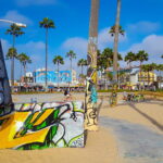 Venice Beach è l'incredibile e colorato quartiere della contea di Los Angeles, e oltre alla sua enorme spiaggia, accoglie sportivi, artisti di strada e personaggi famosi.